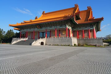 Naklejka premium View of the National Theater and Concert Hall (NTCH), at Liberty Square in Zhongzheng District, Taipei, Taiwan, next to the Chiang Kai Shek memorial.