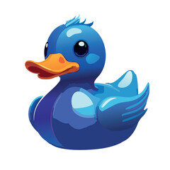 Photo of Create a 3D model of a blue rubber duck with a yellow beak