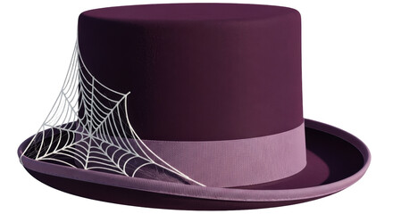 Isolated Purple Top Hat with Spider Web
