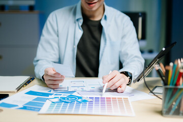 UX graphic designer planning application process development prototype wireframe for web smart...