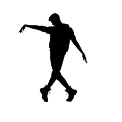 Dancer performing ballet pose in silhouette against white background  