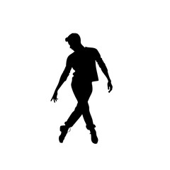Male dancer performing stylish pose in silhouette on white background  