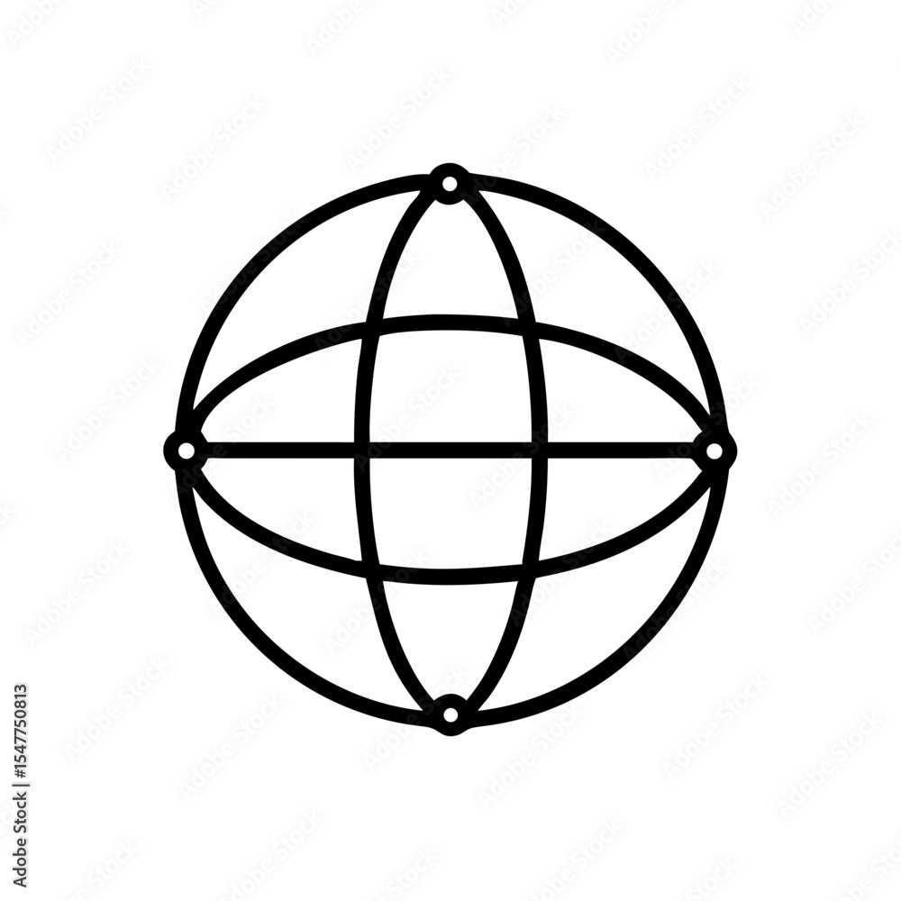 Poster wireframe globe model illustration with simple lines