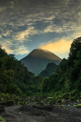 Sunrise view of Mount Merapi from Turgo Bawah