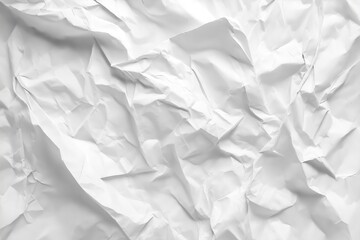 Obraz premium Crumpled white paper texture captured in natural light showcasing intricate folds and shadows