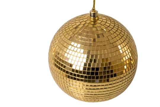  golden-disco-ball isolated on white background png, ai generated