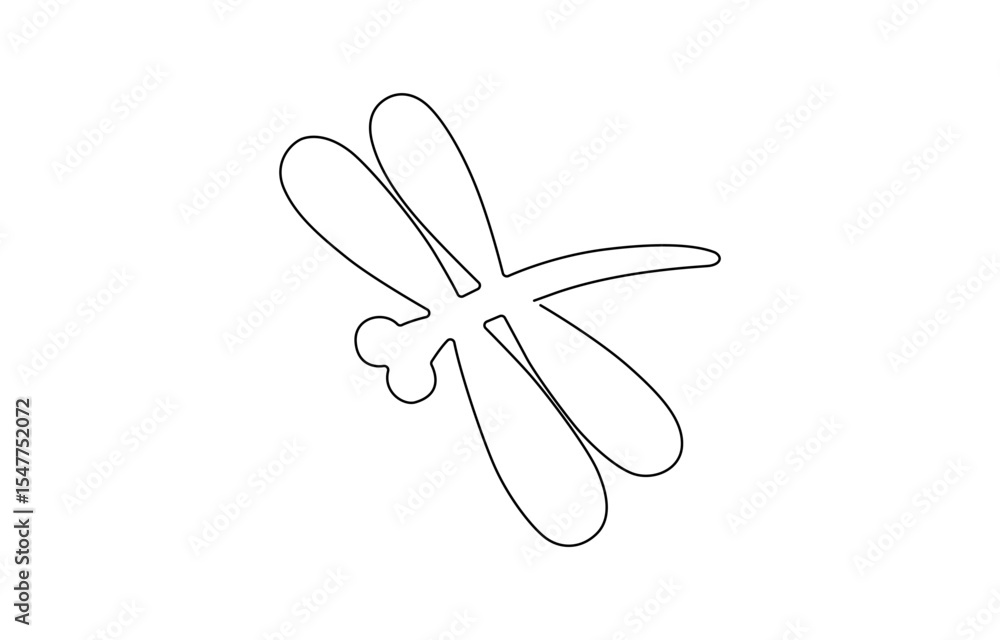 Poster dragonfly continuous one line art drawing of outline vector illustration, dragonfly continuous one l