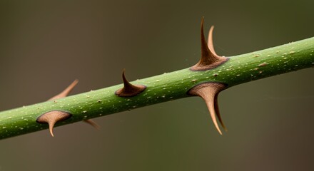 Obraz premium Close-up of Sharp Thorns on a Vibrant Green Stem