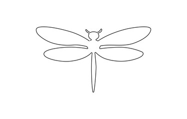 Dragonfly continuous one line art drawing of outline vector illustration, Dragonfly continuous one line drawing, Dragonfly continuous one line art drawing of outline.