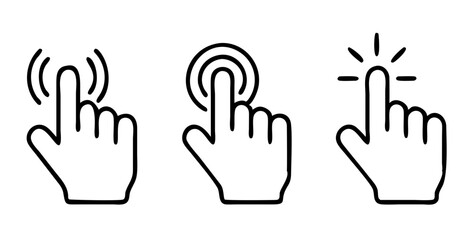 Hand click icons set. Vector illustration