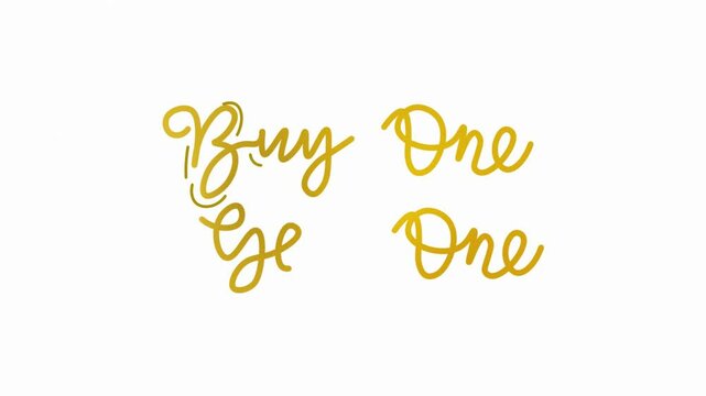 buy one get one One line continuous animated typography intro outro, Hand drawn calligraphy monoline vintage text on background. Calligraphy lettering animation video shop, discount,offers marketing