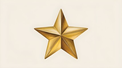 Obraz premium Golden Star Illustration on White Background, Decorative Element for Awards, Christmas, and Festive Designs, Premium Quality Graphic