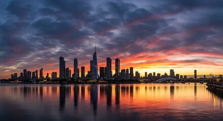 Fototapeta premium City skyline sunset panorama