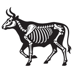 Fototapeta premium An agricultural legacy in bone – Cow skeleton silhouette in defined Cow skeleton vector – Cow skeleton illustration