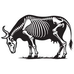 Capturing the essence of livestock structure – Cow skeleton silhouette with accurate Cow skeleton vector – Cow skeleton illustration


