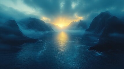Mystic Moonrise Over the Dark Fjord