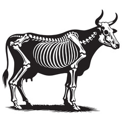The anatomy of a domestic icon – Cow skeleton silhouette rendered in elegant Cow skeleton vector – Cow skeleton illustration

