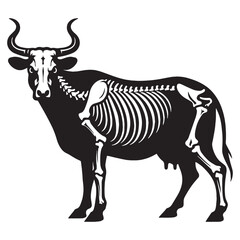 From farm to fossil – Cow skeleton silhouette interpreted with precise Cow skeleton vector – Cow skeleton illustration

