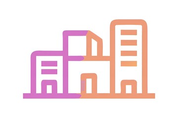 An illustration of a group of buildings isolated on white background