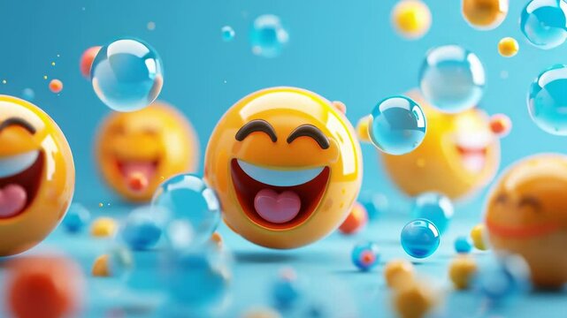 Fun emoji social media reaction character. Online chat response symbol.