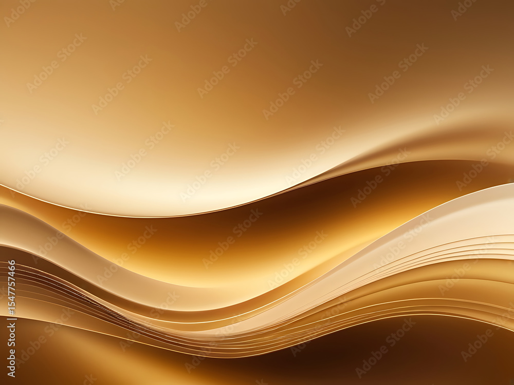 Poster golden abstract wave background with smooth curves for modern luxury design and art - ai