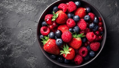 Delicious Mixed Berries Bowl Raspberries, Strawberries, Blueberries
