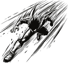 Dynamic motion, depicting strong lines, rapid speed streaks vintage linework ink sketch hand drawn pen drawing vector illustration background