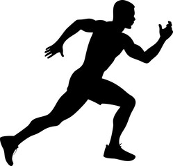 Silhouette of a Sprinting Man Vector