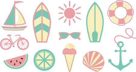 Summer Vacation Icon Set – Large Black‑and‑White Vector Collection