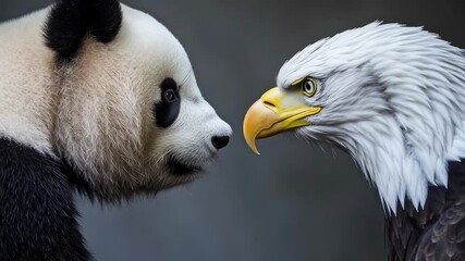 An eagle and panda symbols of China and America. International trade and business negotiations concept - Powered by Adobe
