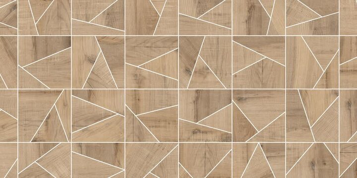Rustic geometric wood wall tiles with tribal pattern, handcrafted texture, decorative vintage design for modern interior or exterior decor