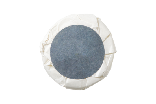 Oval crumpled paper with grey circle isolated on transparent background