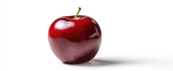 The shiny red apple on a white background exuding freshness and health.