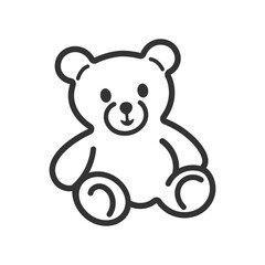 Cartoon-style black contour teddy bear – charming and simple vector illustration great for baby products, invitations, and nursery wall art.