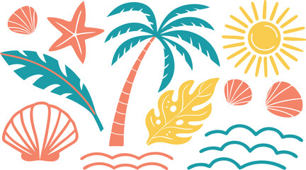 Summer Vacation Icon Set – Large Black‑and‑White Vector Collection