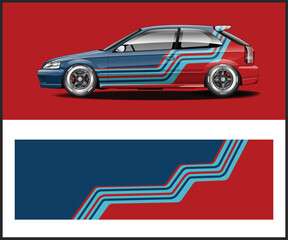 Retro Honda Civic Hatchback with Racing Stripes Design