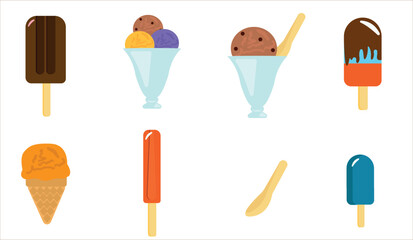 Ice Cream Vector Set for Summer Designs, Sweet Summer, icecream icons, patterns, illustration