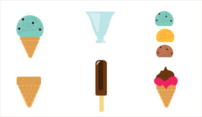 Ice Cream Vector Set for Summer Designs, Sweet Summer, icecream icons, patterns, illustration