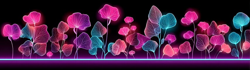 Abstract glowing flowers and leaves