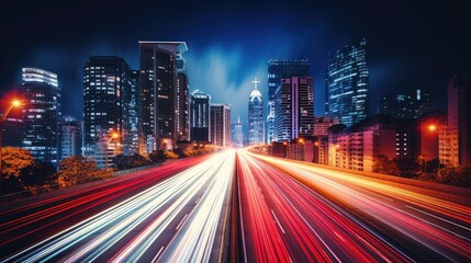 Fototapeta premium nightscape motion blur road
