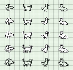 Flat Design Animal Icons amp Silhouettes Zoo Domestic Farm and Hunting Vector Packs