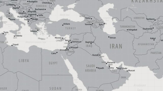 Iraq on the world map. 4K animation.