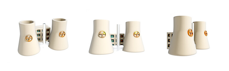 Nuclear Power Plant Cooling Towers 3d icon.