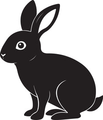 Rabbit black silhouette vector art