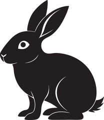 Rabbit black silhouette vector art