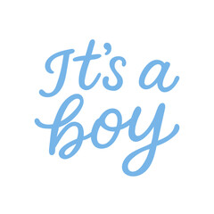 Blue “It’s a boy” cursive text in a playful script style – perfect for baby shower invitations, greeting cards, or nursery wall art and baby announcements.