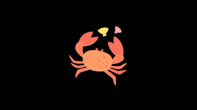 Crab seafood 3d animation icon on black background