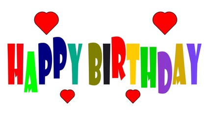 Happy Birthday Art with Red Hearts