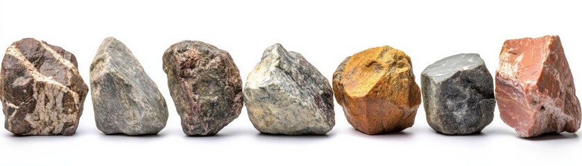 Colorful Stones Row, Natural Rock Collection, Geology Minerals, Rocks