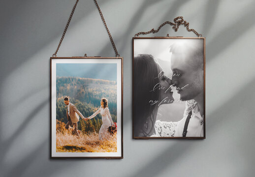 5x7in Brass Hanging Frame Mockup